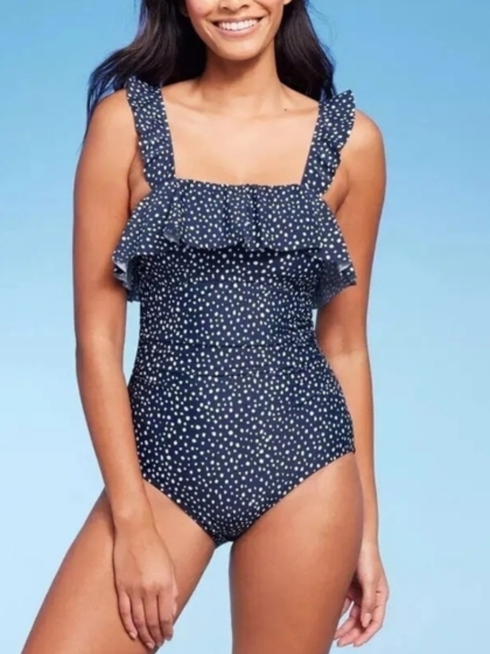 Kona Sol Blue Polka Dot Swimsuit Size Large